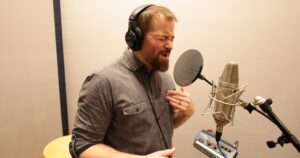 Stephen Vesolich recording vocals for “Keep My Heart Calm” from Psalm 131.